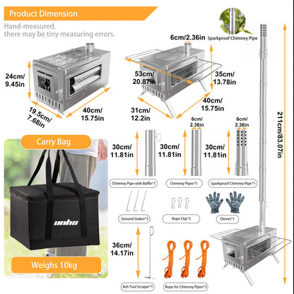 unho Stainless Hot Tent Stove Crack-Resistant Ceramic Glass Outdoor camping 🍁 All In One Marketplace Canada
