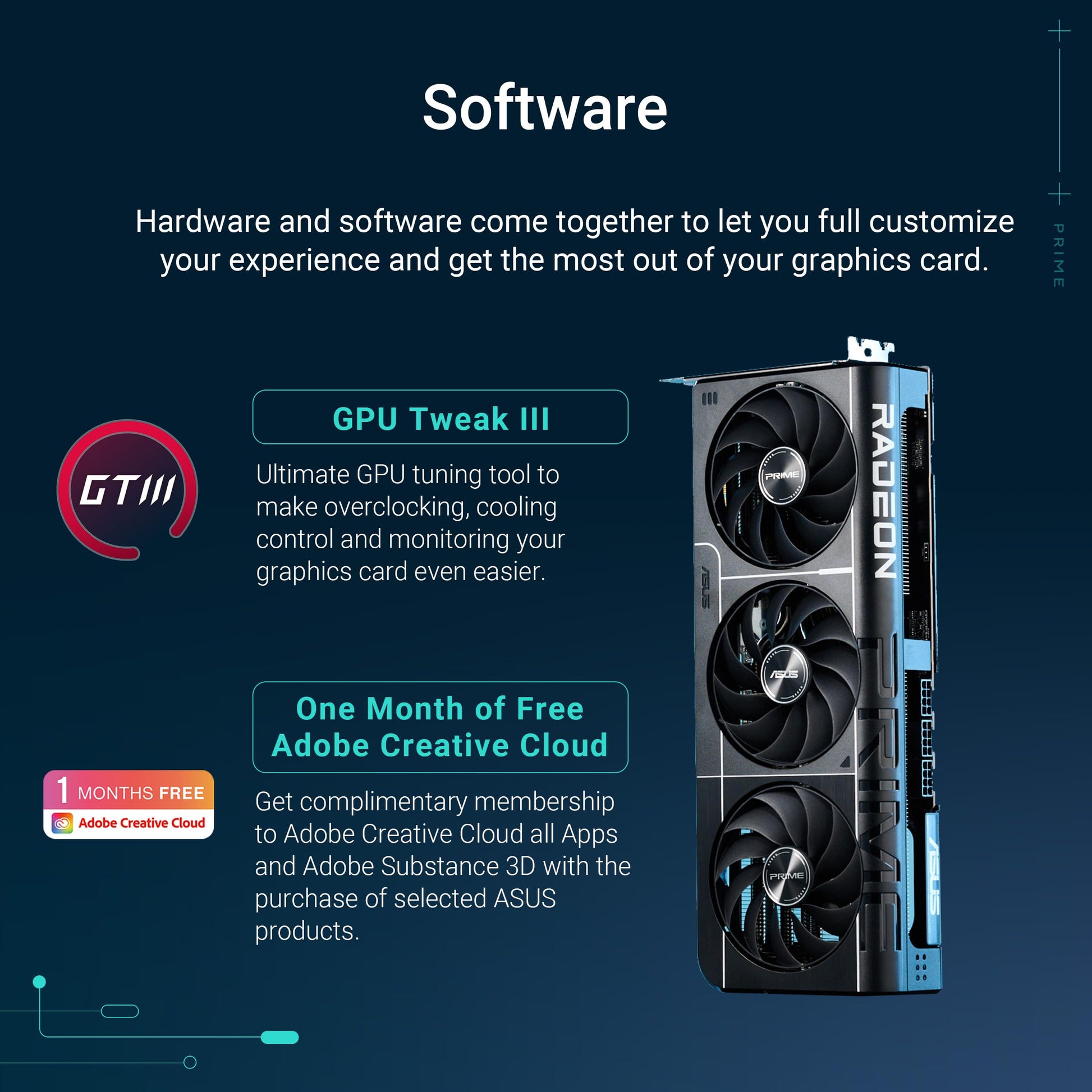 ASUS Prime Radeon™ RX 9070 XT OC Edition Graphics Card (PCIe 5.0, HDMI/DP 2.1, 2.5-Slot Design, axial-tech Fans, Dual Ball Fan Bearings, Dual BIOS, ASUS GPU Guard) Asus