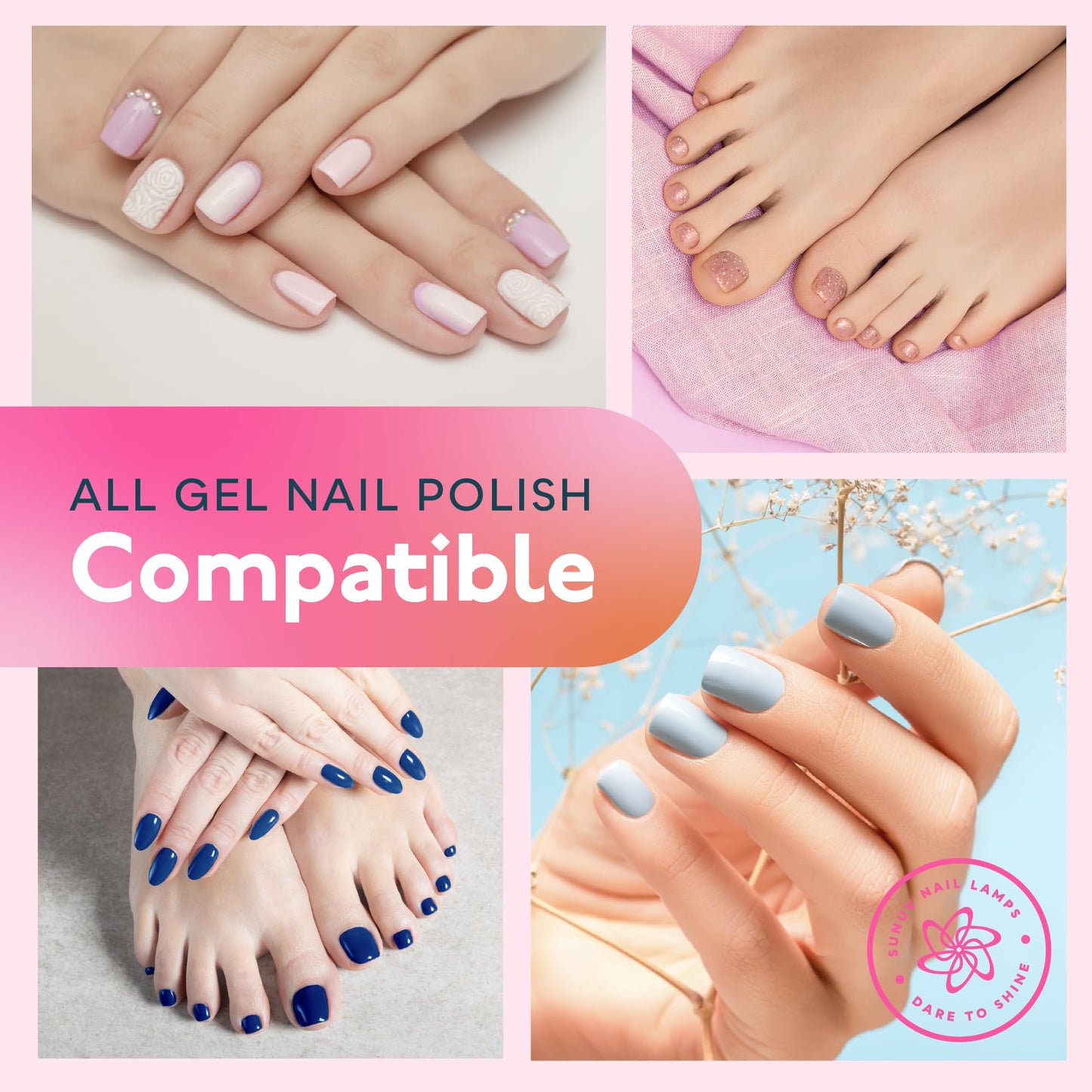SUNUV SUN2C UV Light for Nails, UV LED Nail Lamp with 4 Timer Settings, Curing Lights Compatible with All Gel Polish Rose - Available at All In One Marketplace Canada