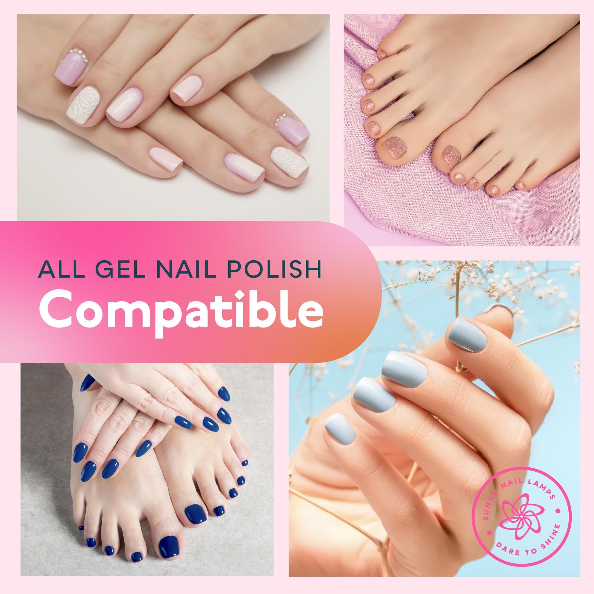 SUNUV SUN2C UV Light for Nails, UV LED Nail Lamp with 4 Timer Settings, Curing Lights Compatible with All Gel Polish Rose - Available at All In One Marketplace Canada