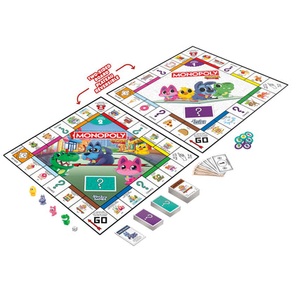 Monopoly Junior Board Game | 2 Games in 1 for Younger Kids, 2-Sided Board | Ages 4+ | 2 - 4 Players | 20 Mins. | Gifts for Preschoolers (English & French Version) Hasbro Gaming