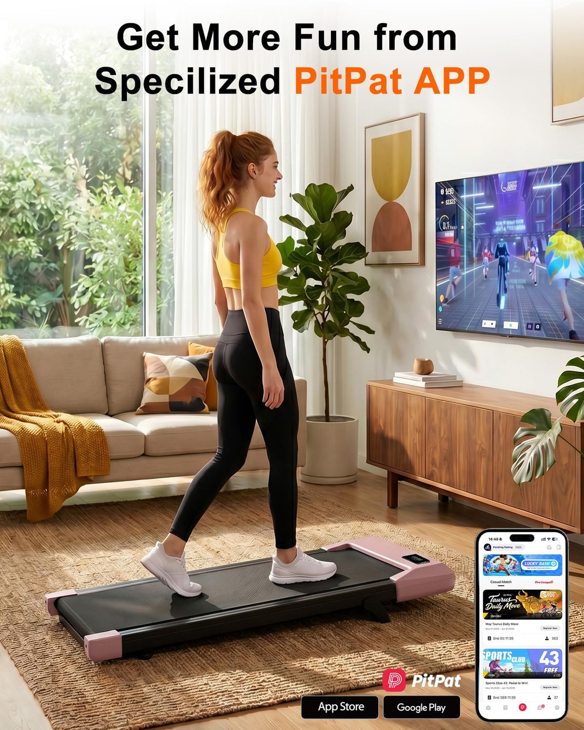 Lacuffy Walking Pad with 6% Incline, No-Assembly Under Desk Treadmill, 2.5 HP Quiet Motor, APP & Remote Control, LED Display, 306 lbs Capacity for Home/Office