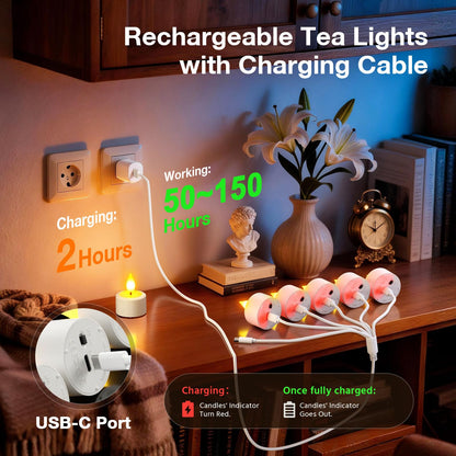 PChero Rechargeable Tea Lights with Remote & Timer, 1.5”D 🍁 All In One Marketplace Canada