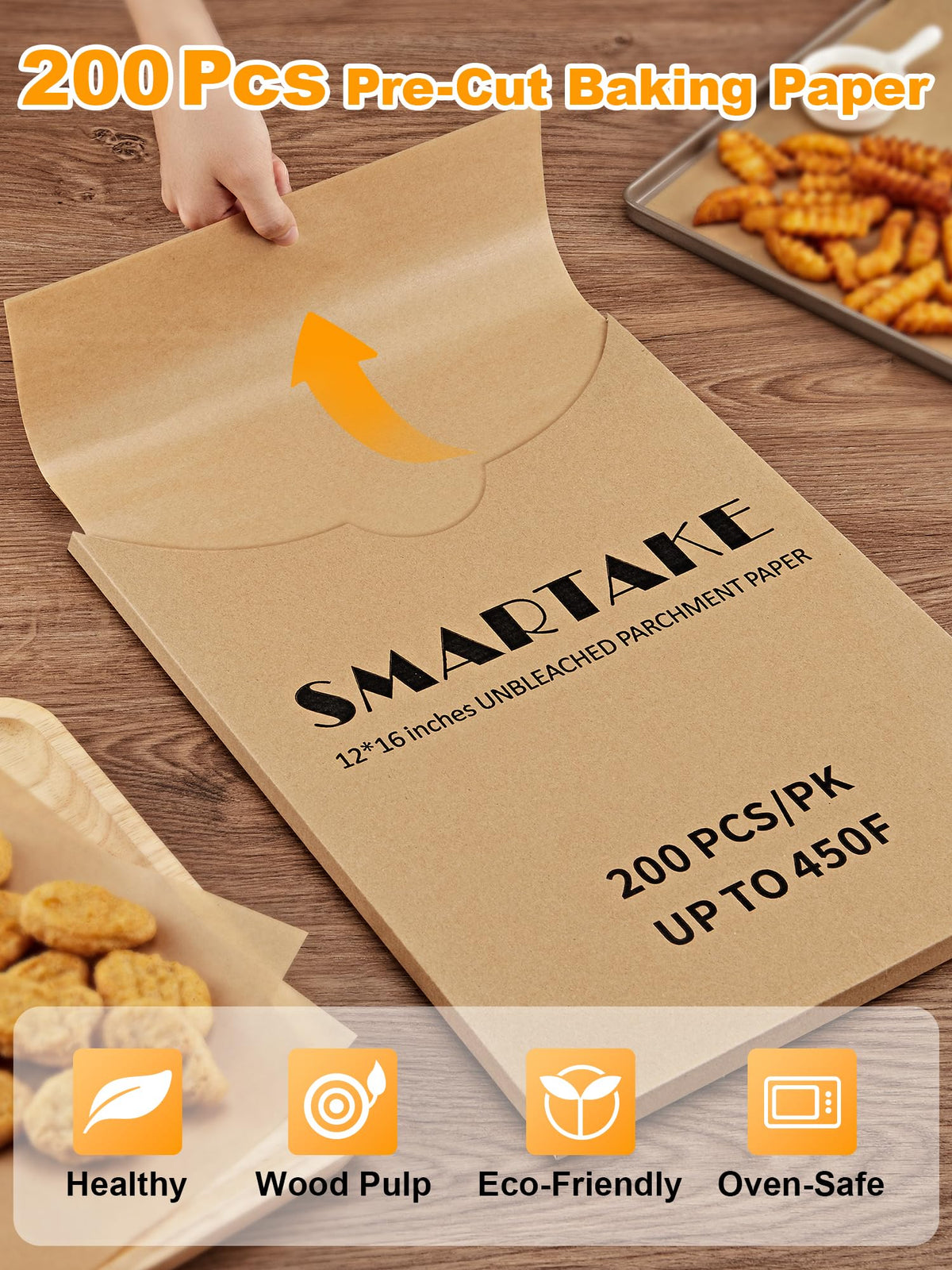 SMARTAKE 200 Pcs Parchment Paper Baking Sheets, 12x16 Inches, Non-Stick 🍁 All In One Marketplace Canada