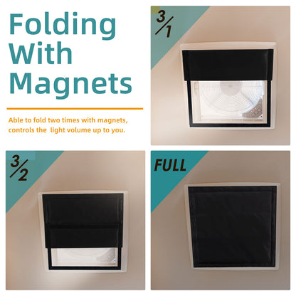 ACIMONE RV Skylight Window Shade, 16 x 16 Inches Magnetic Foldable RV Insulated Roof Vent Sun Shade, Blackout Shade for RV Vent, Skylight & Small Window, UV Protection, No-Tool Installation, Black
