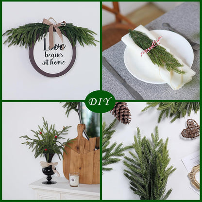 EWRITN Artificial Norfolk Pine Branches, 16 Pieces, Faux Christmas Greenery Stems for Indoor Outdoor Holiday Home Decor 🍁 All In One Marketplace Canada