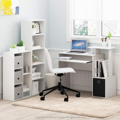 Furinno LUDER Book Shelf, 5-Cube Bookshelf, Bookcase with Open Shelf, 9.4 x 15.8 x 52, for Living Room, Bedroom, Home Office, White