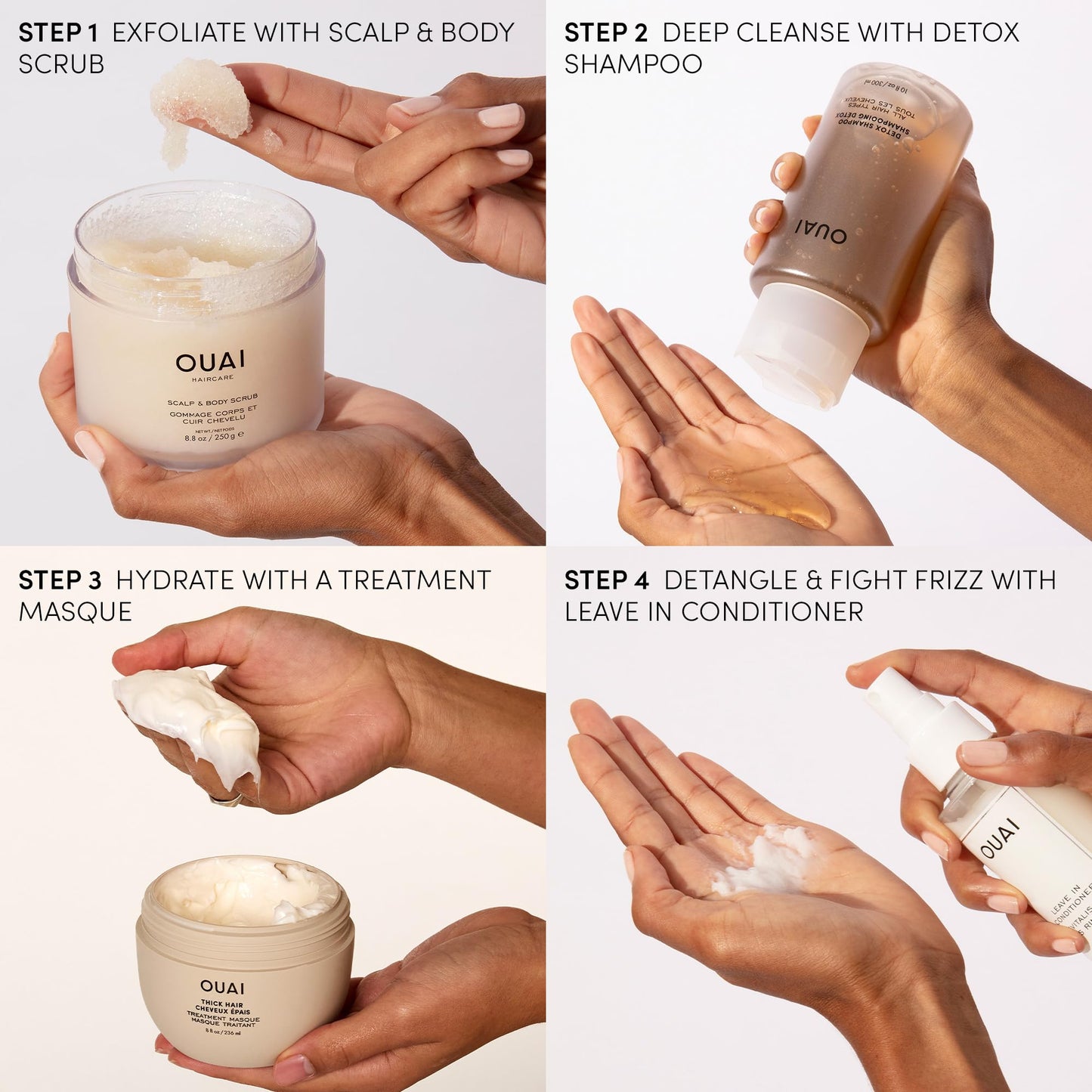 OUAI Detox Shampoo - Clarifying Shampoo for Build Up, Dirt, Oil, Product and Hard Water - Apple Cider Vinegar & Keratin for Clean, Refreshed Hair - Sulfate-Free Hair Care (10 oz) - Available at All In One Marketplace Canada