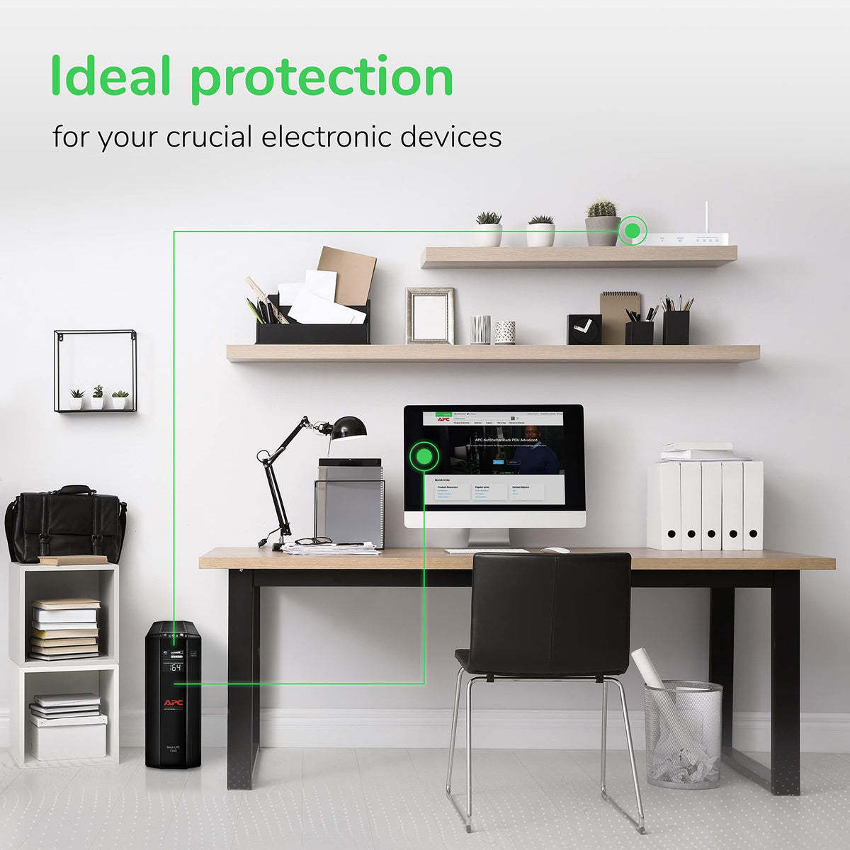 APC UPS 1500VA UPS Battery Backup & Surge Protector, BX1500M Backup Battery Power Supply, AVR, Dataline Protection