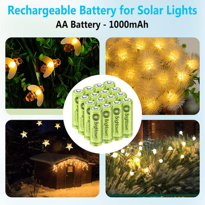 Brightown 12-Pack Rechargeable AA Batteries - 1000mAh 1.2V NiMH High Capacity Batteries - Ideal for Solar Lights & Home Devices, Recharge up to 1000x Times, Pre-Charged - Available at All In One Marketplace Canada