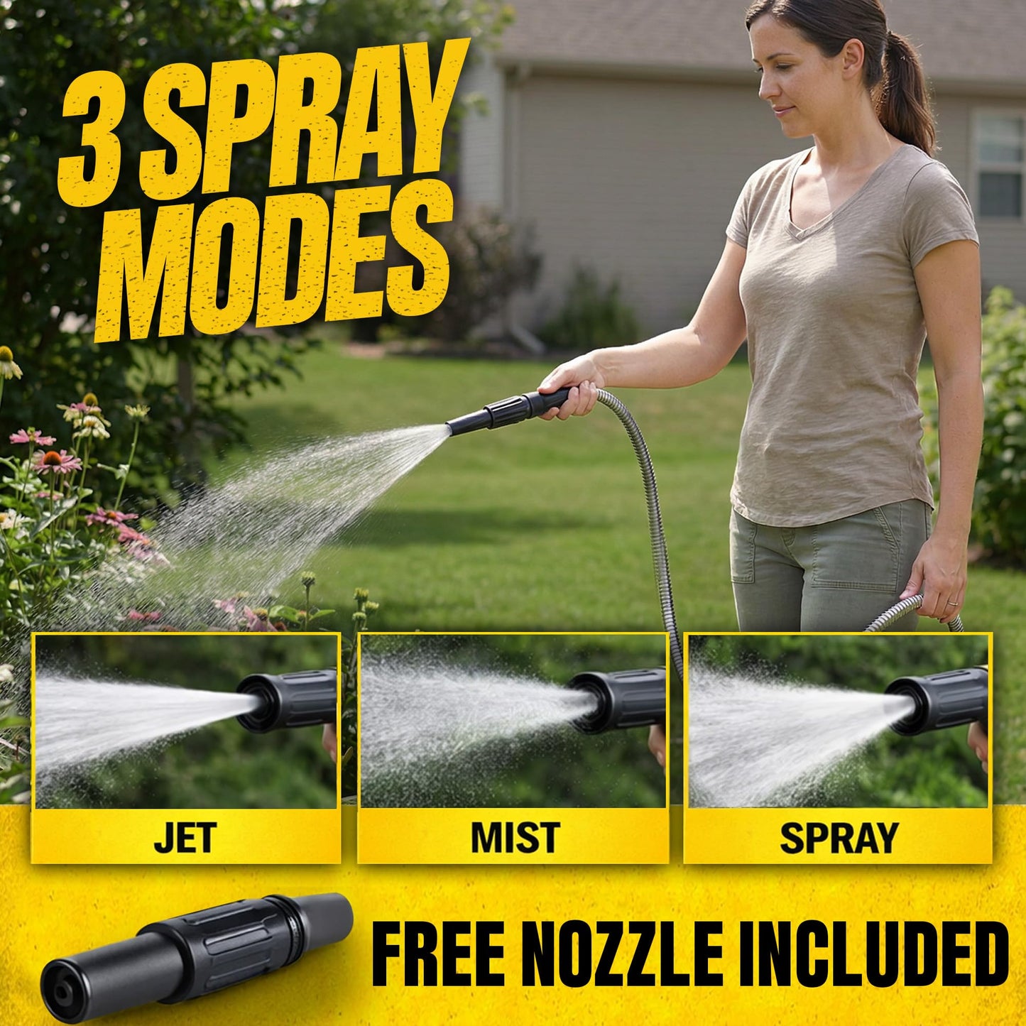 Bionic Steel Metal Garden Hose 100ft, Rust Proof 304 Stainless Steel Water Hose with Aluminum Fittings, Flexible & Heavy Duty Hose, Lightweight, Kink Free & Easy Coil Outdoor Hose - 2026 Model