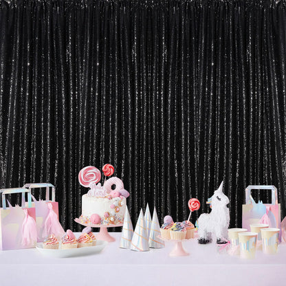 Black Backdrop for Graduation Decorations: 2ftx8ft Black Sequin Halloween Backdrop Curtains Panels Wedding Ceremony Party Home Decorations 3 Packs