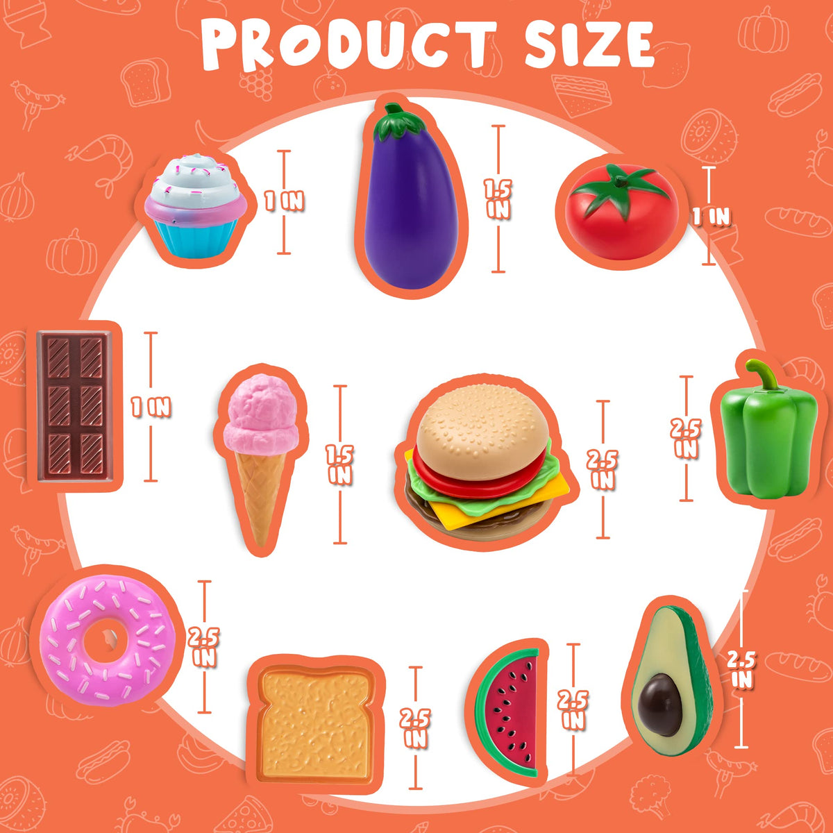 JOYIN 50 Pieces Kids Plastic Play Food Toys, Fake Food, Pretend Kitchen Playset, Toddler Imaginative Development Toys, Fun Educational Game Accessories, Christmas Bithday Gifts Party Supplies 🍁 All In One Marketplace Canada