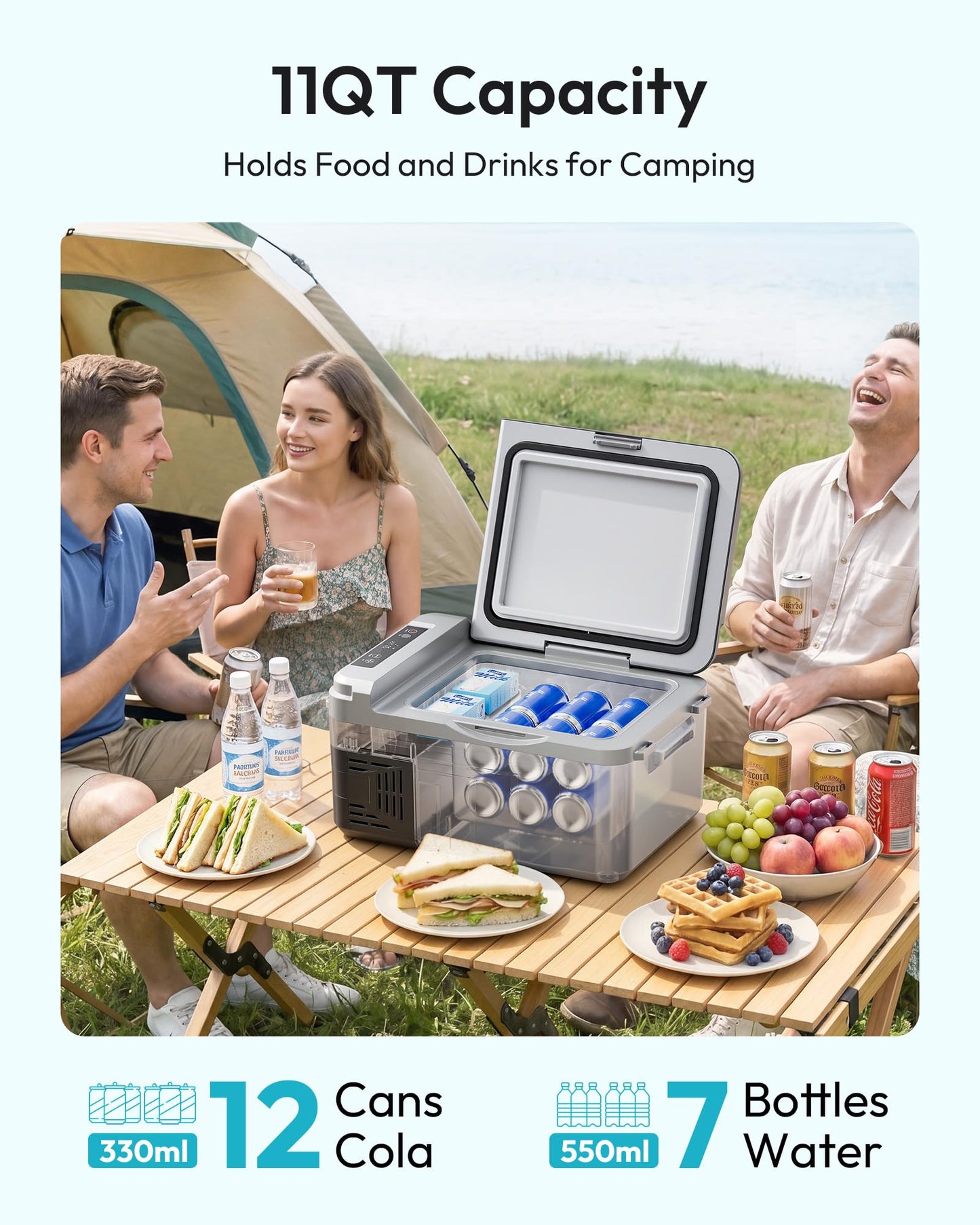 EUHOMY 12 Volt Refrigerator, 12 Quart (10L) Compressor Electric Cooler APP Control, Car Fridge 12/24V DC & 100-240V AC, Car refrigerator -4℉~68℉, Portable Freezer for RV, Camping, Travel EUHOMY