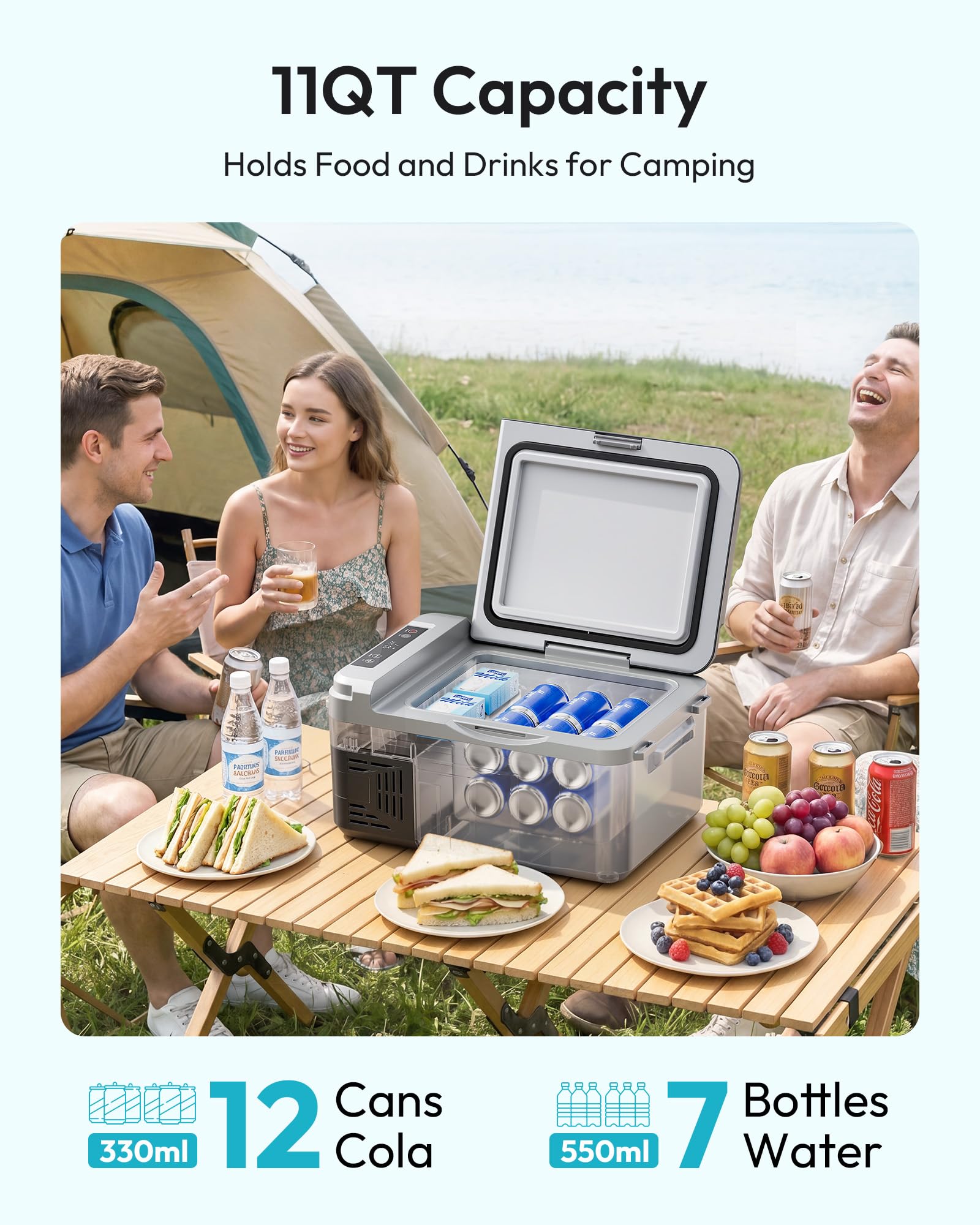 EUHOMY 12 Volt Refrigerator, 12 Quart (10L) Compressor Electric Cooler APP Control, Car Fridge 12/24V DC & 100-240V AC, Car refrigerator -4℉~68℉, Portable Freezer for RV, Camping, Travel EUHOMY
