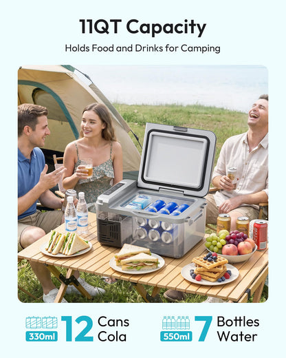 EUHOMY 12 Volt Refrigerator, 12 Quart (10L) Compressor Electric Cooler APP Control, Car Fridge 12/24V DC & 100-240V AC, Car refrigerator -4℉~68℉, Portable Freezer for RV, Camping, Travel EUHOMY