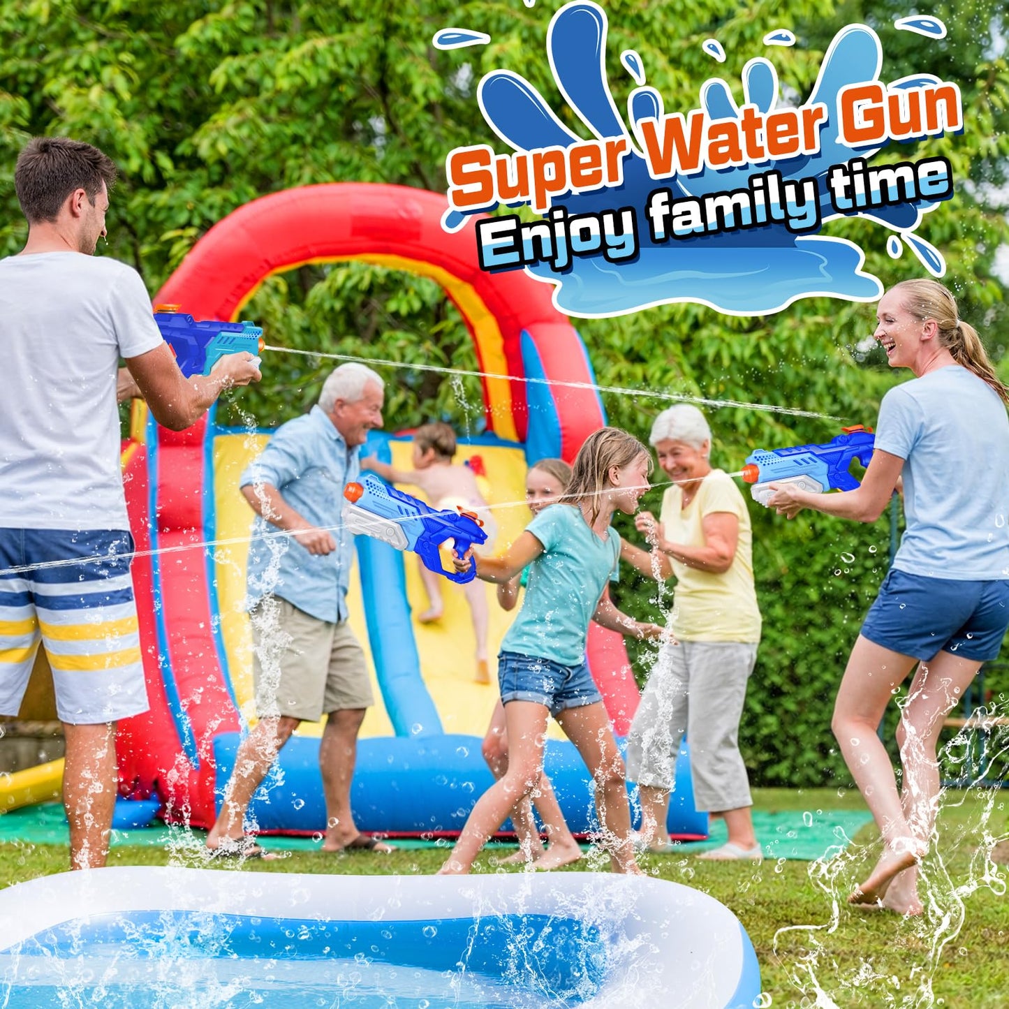 Water Guns for Kids, 3 Pack Super Water Blaster Soaker Squirt Guns 600CC High Capacity Summer Swimming Pool Beach Party Favors Water Outdoor Fighting Toy for Kids Adults Boy Girl