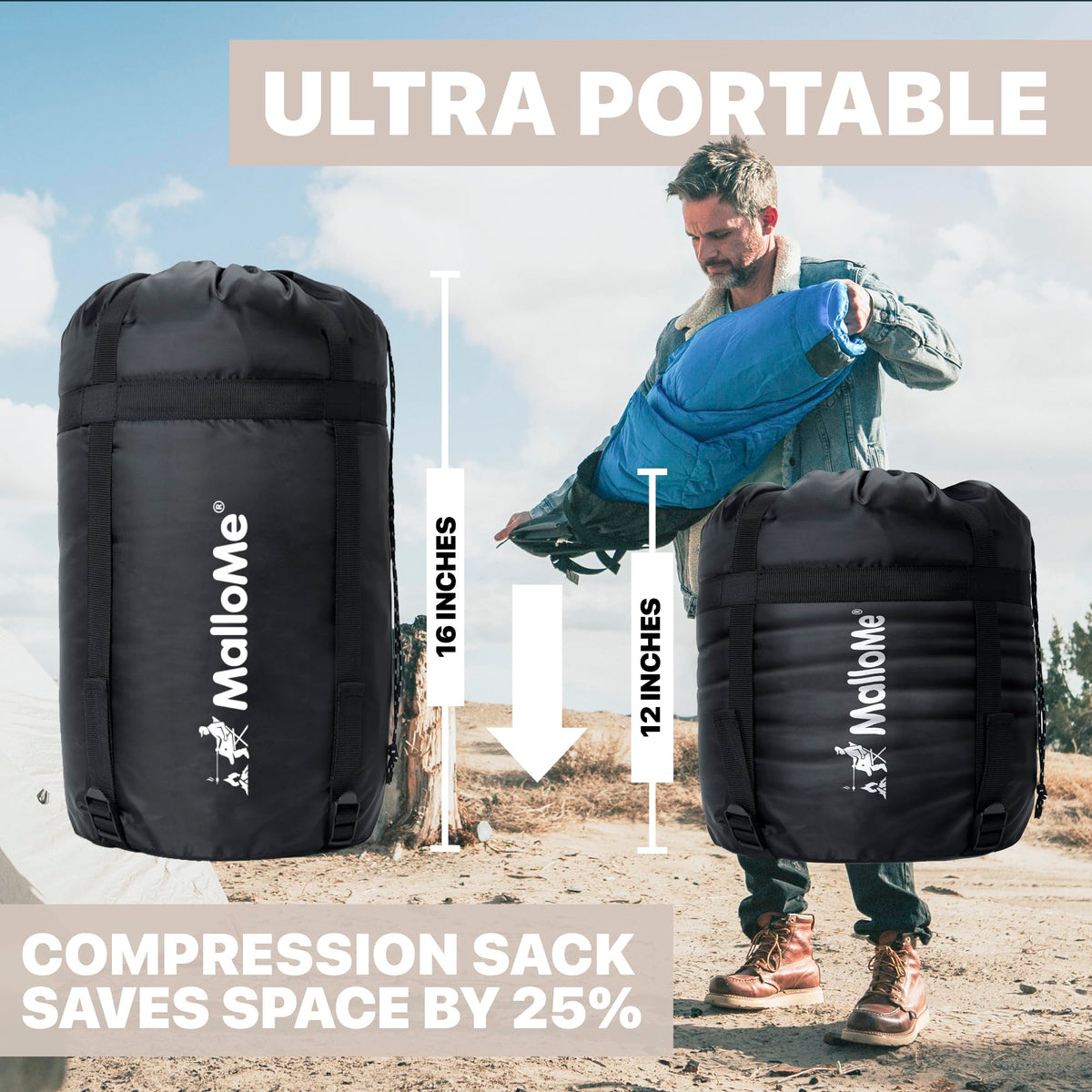 MalloMe Sleeping Bag for Adults Kids Boys & Girls for Winter, Fall & Spring - Single & Double - Waterproof Lightweight & Portable Backpacking Camping & Hiking Outdoor Travel with Compact Bag 🍁 All In One Marketplace Canada