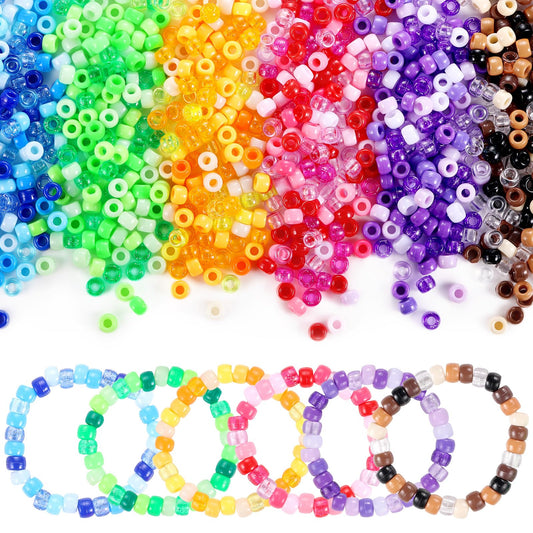 Funtopia 3400 Pcs Colorful Pony Beads Bulk, 36 Colors Kandi Beads for Bracelets and Jewelry Making, Rainbow Hair Beads for Braids, DIY Crafts, Key Chains and Ornaments Decorations - Available at All In One Marketplace Canada
