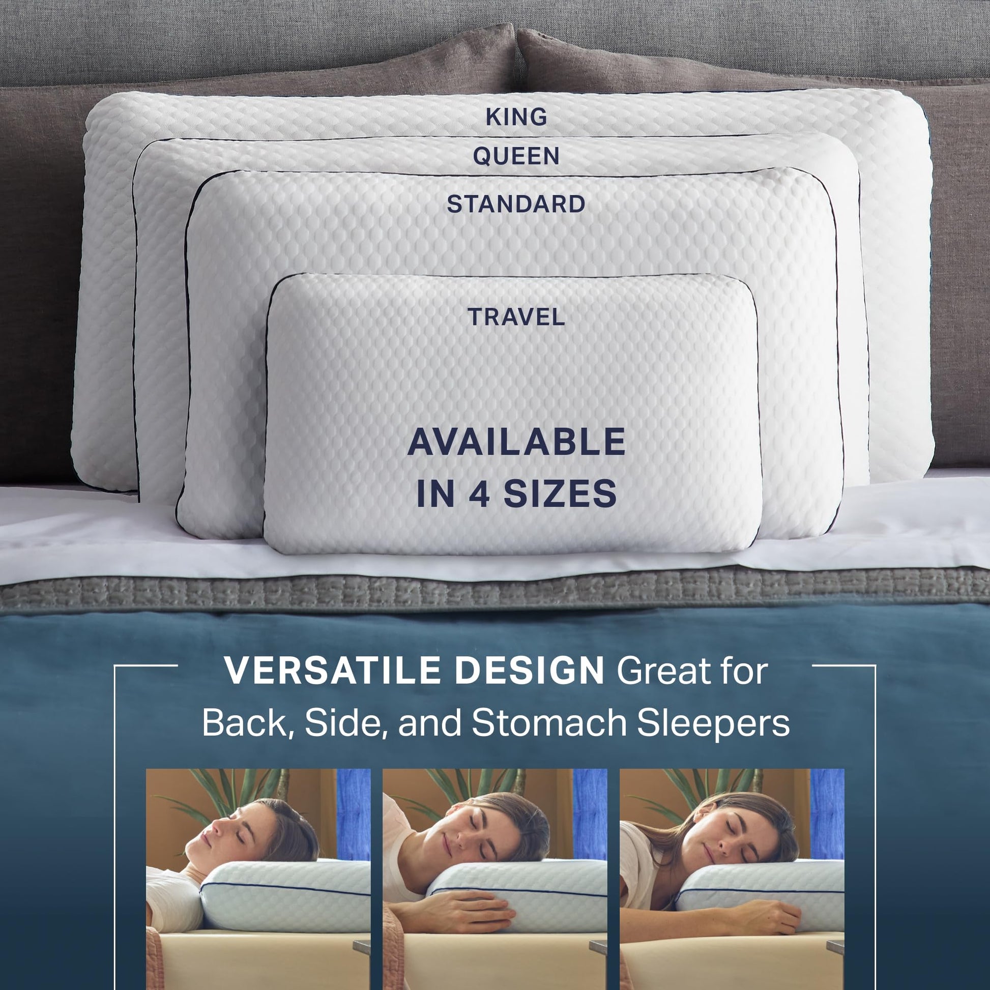 WEEKENDER Ventilated Gel Memory Foam Pillow - Washable Cover - Queen Size(Pack of 1), White WEEKENDER