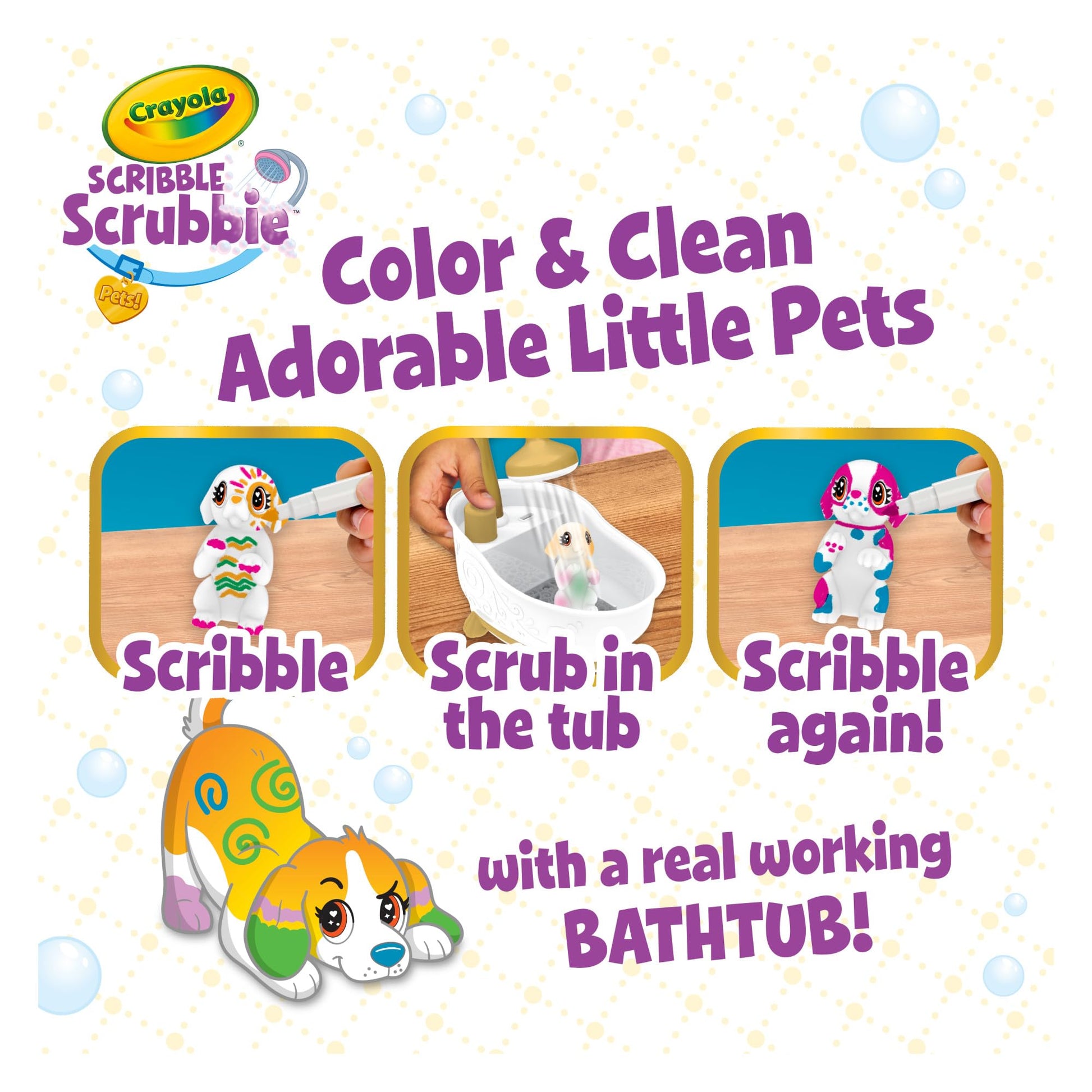Crayola Scribble Scrubbie Pets Tub Playset, Creative Toys Crayola