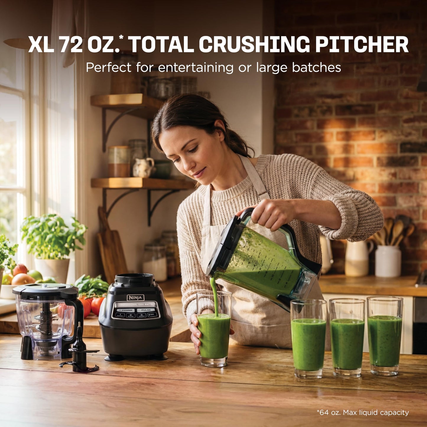 Ninja Kitchen System | All-in-One Food Processor & Blender for Smoothies | Includes Pitcher, (2) 16 oz. to-Go Cups & 8-Cup Bowl | Makes Salsa, Dough, Shakes, & Frozen Drinks | 1500W | Black | BL770 - Available at All In One Marketplace Canada