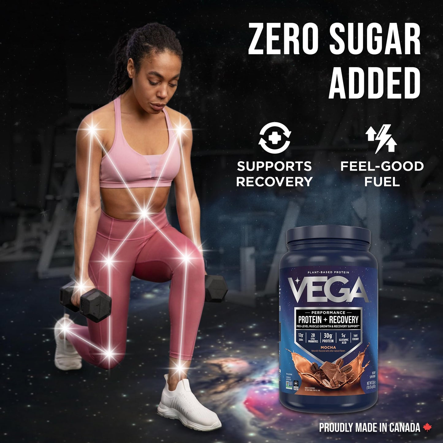 Vega Protein + Recovery, Mocha – 30g Vegan Protein, Dairy & Gluten Free, Probiotics, NSF Certified, 812 g (19 Servings) 🍁 All In One Marketplace Canada