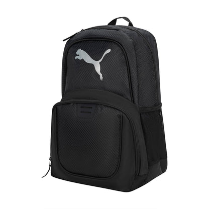 PUMA unisex adult Evercat Contender Backpack, Black/Silver, One Size US