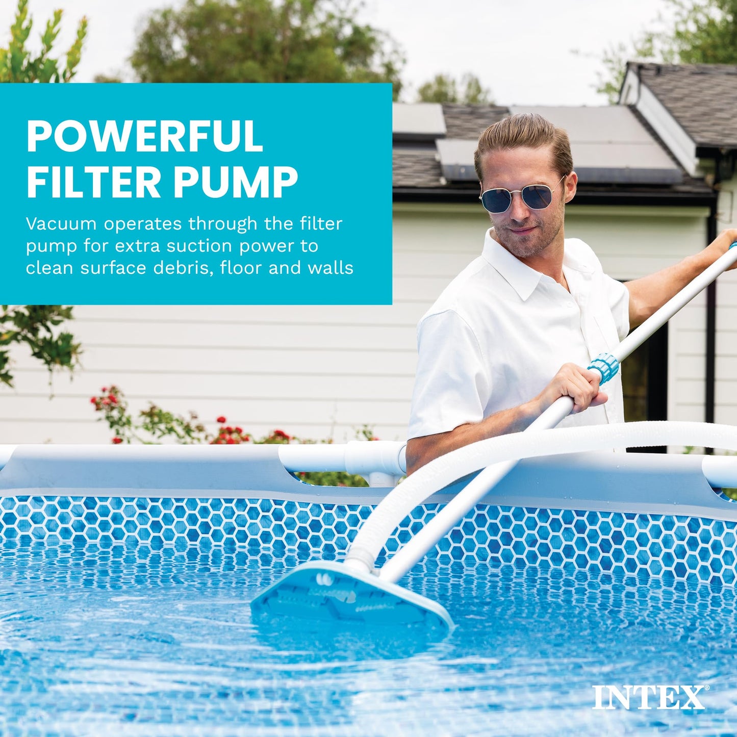 INTEX 28003E Deluxe Above Ground Pool Maintenance Kit for Minimum 800 GPH Flow Rates with Vacuum, 110" Pole, Wall Brush and 24' Hose 🍁 All In One Marketplace Canada