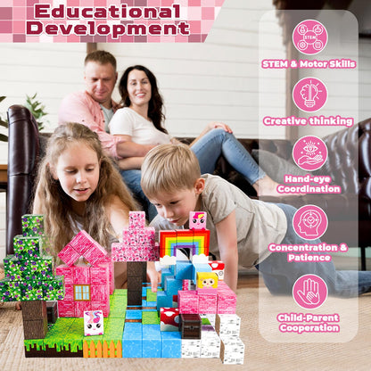 Annexfun Magnetic Blocks - 100PCS Magnetic Building Blocks Unicorn Magnets Cubes - Magnetic Toys for 3 Year Old Girl, Christmas Birthday Gifts for 3 4 5 6 7 8 9 10 Year Old Kids 🍁 All In One Marketplace Canada