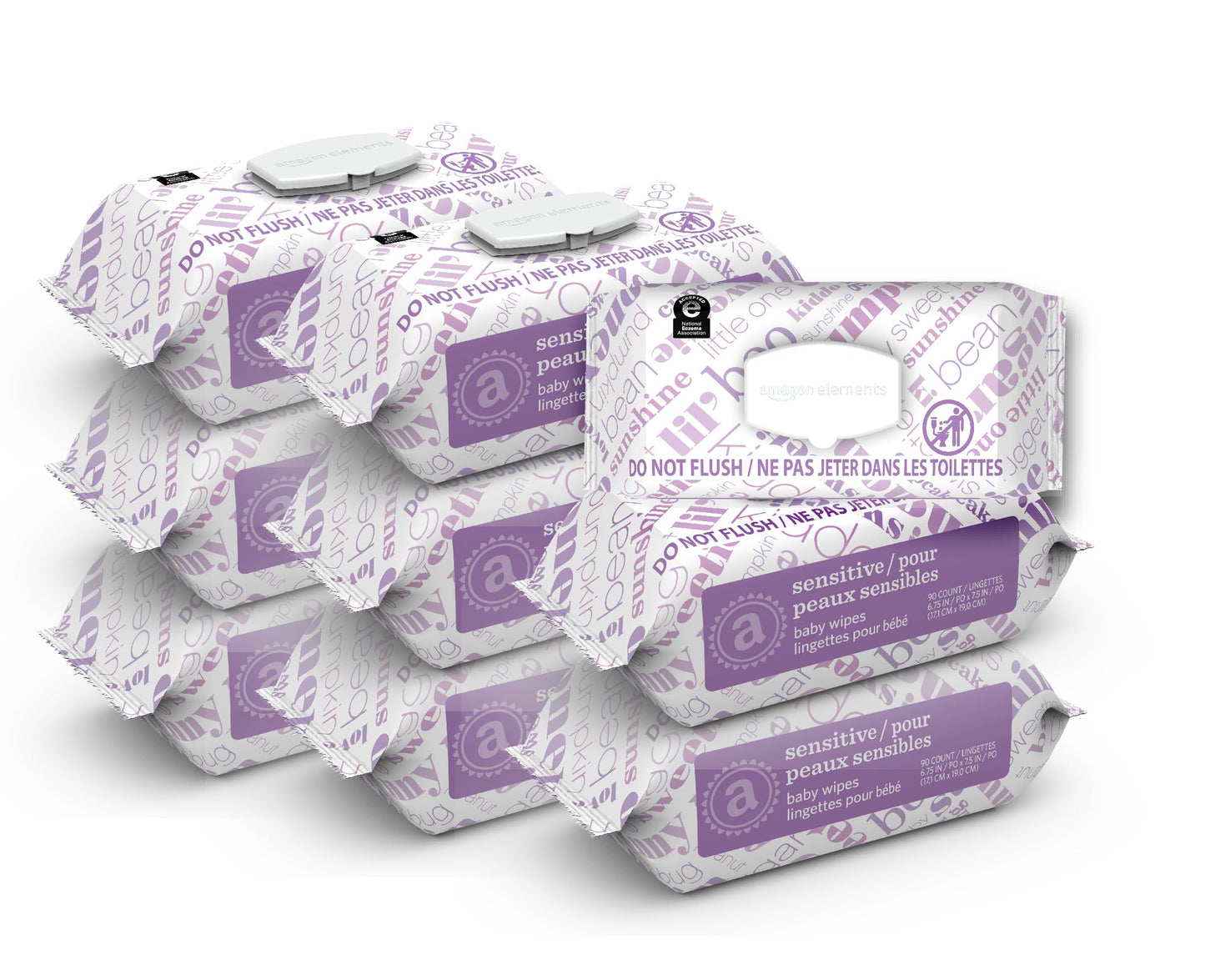 Amazon Elements Baby Wipes, Sensitive, Fragrance Free, White, 810 Count (9 Packs of 90) 🍁 All In One Marketplace Canada