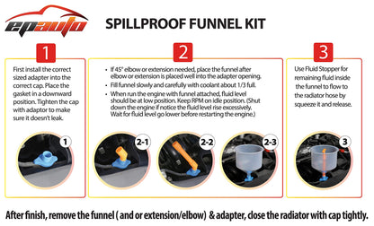 EPAuto Spill Proof Radiator Coolant Filling Funnel Kit