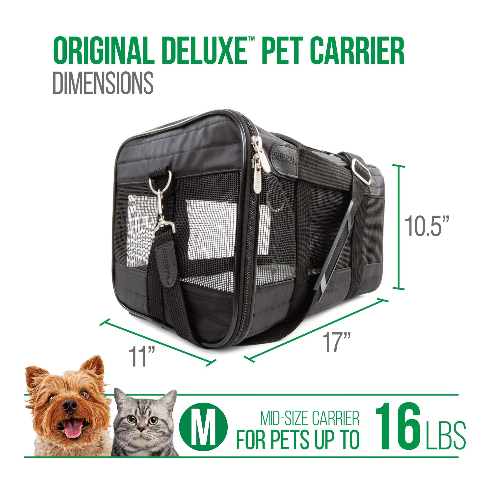 SHERPA Original Deluxe Airline Approved Pet Carrier, Medium, Black Sherpa