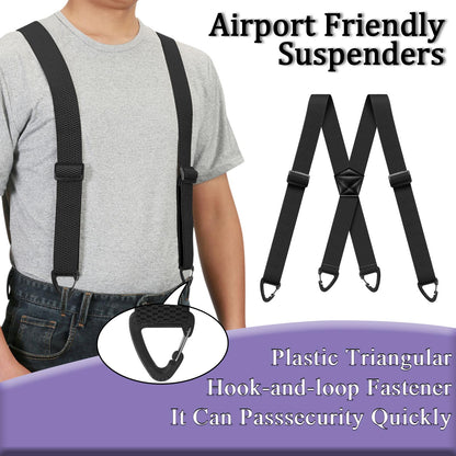 Suspenders for Men Heavy Duty Mens Suspenders Elastic 1.5-inch Braces Adjustable with 4 Plastic Snap Loop for Jeans Pants Outdoor Work Wedding Black - Available at All In One Marketplace Canada