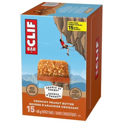 CLIF BAR Energy Bars, Crunchy Peanut Butter, Granola Bar, High in Protein, Contains 70% Organic Ingredients, 1.02 kg (Pack of 15) - Available at All In One Marketplace Canada