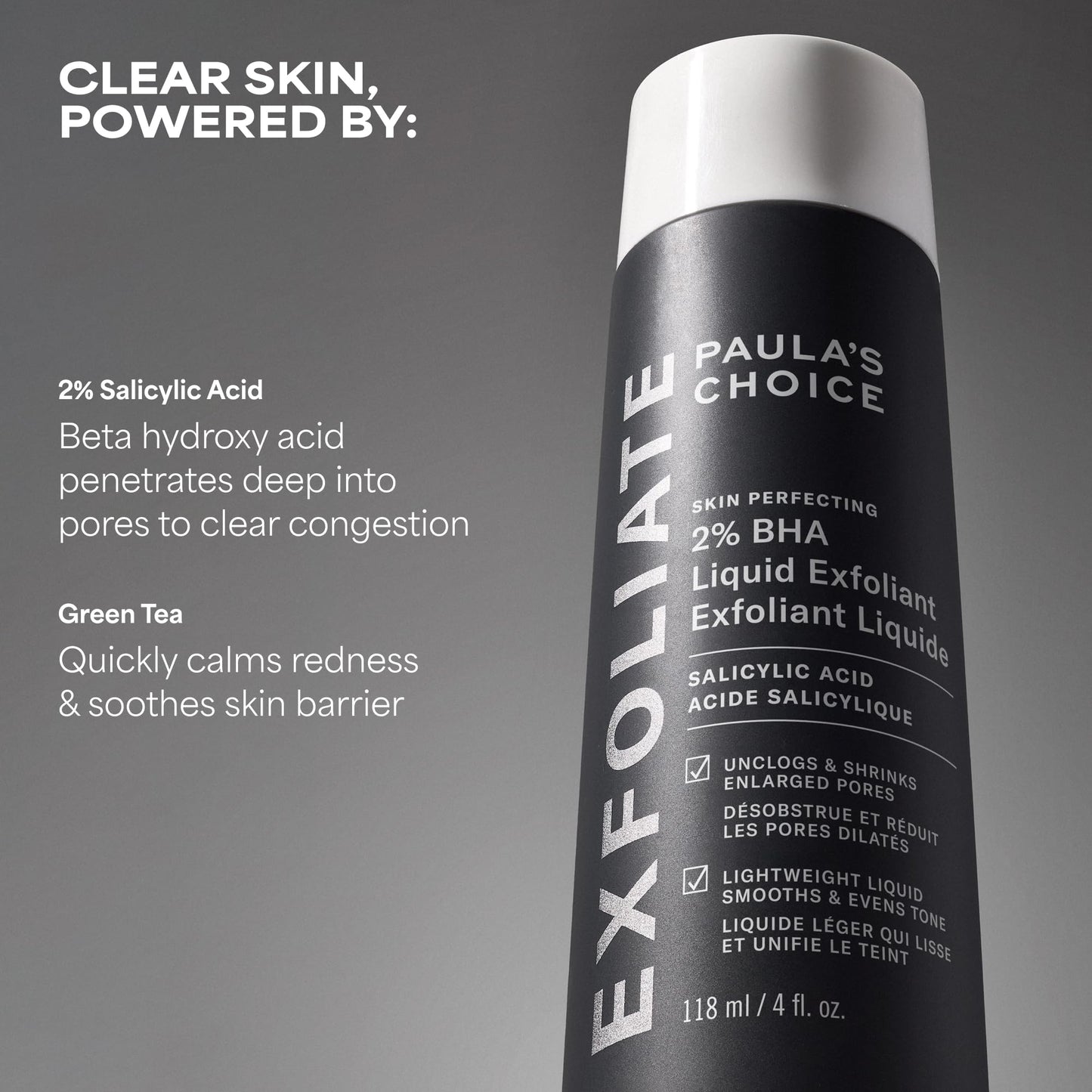 Paula's Choice SKIN PERFECTING 2% BHA Liquid Salicylic Acid Exfoliant, Daily Facial Exfoliator for Enlarged Pores, Wrinkles & Fine Lines, Fragrance-Free, Full Size - 118 ml