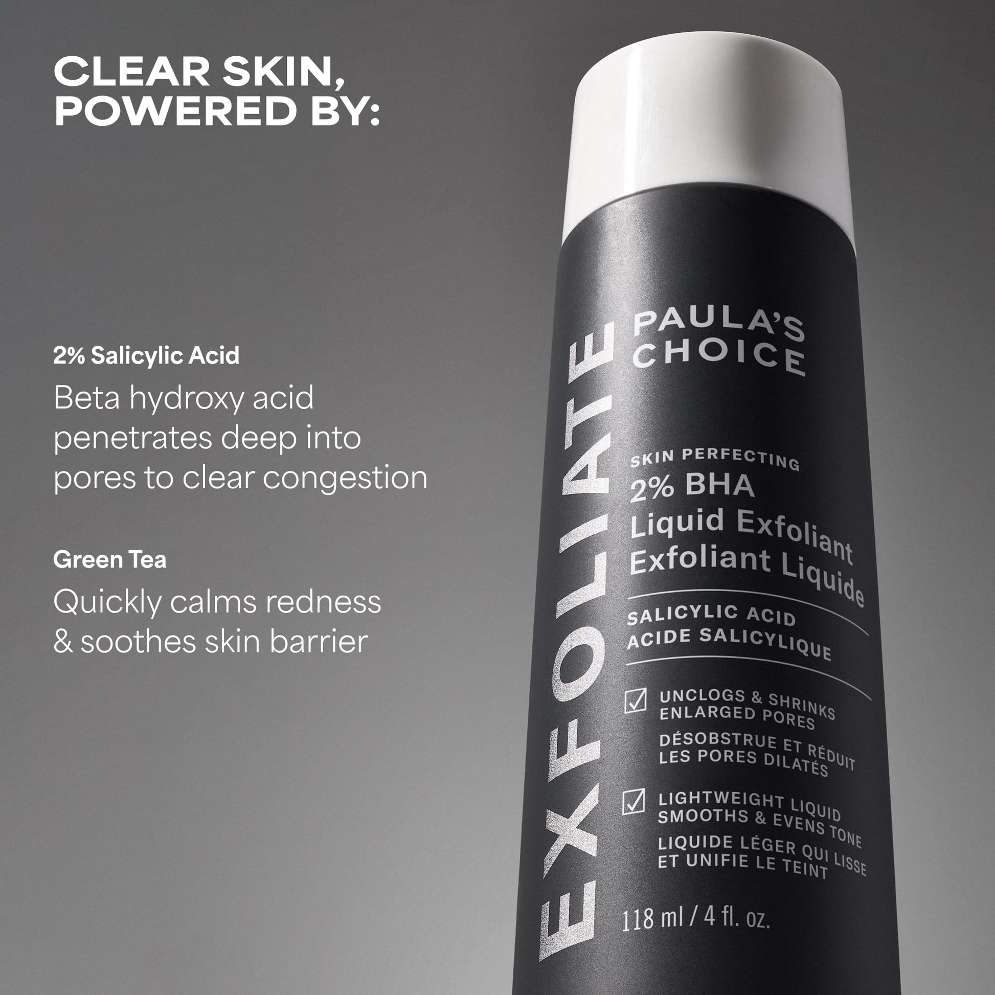 Paula's Choice SKIN PERFECTING 2% BHA Liquid Salicylic Acid Exfoliant, Daily Facial Exfoliator for Enlarged Pores, Wrinkles & Fine Lines, Fragrance-Free, Full Size - 118 ml