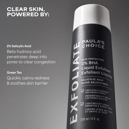 Paula's Choice SKIN PERFECTING 2% BHA Liquid Salicylic Acid Exfoliant, Daily Facial Exfoliator for Enlarged Pores, Wrinkles & Fine Lines, Fragrance-Free, Full Size - 118 ml