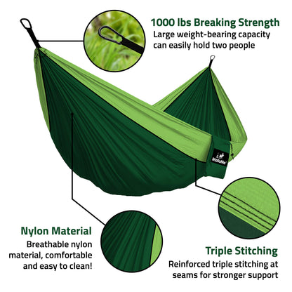 MalloMe Camping Hammock with Straps - Portable Outdoor Hammock for Adults, Kids - Single Hamac - 1 Person Hammocks - Tree Hamac Swing with Accessories - Hamock Tent for Travel - Hammocks for Outside