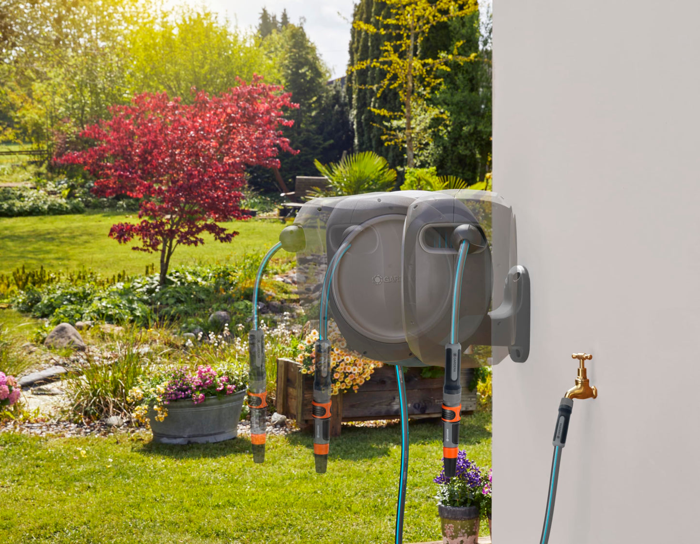 Gardena 20500-80, 50 ft. Wall-Mounted Auto-Retractable Hose Reel, Frost-Proof, RollControl Technology for Safe and Slow retraction 🍁 All In One Marketplace Canada
