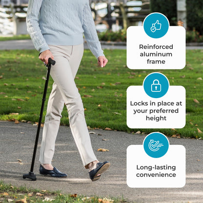 HurryCane Freedom Edition Folding Walking Cane, Black HurryCane