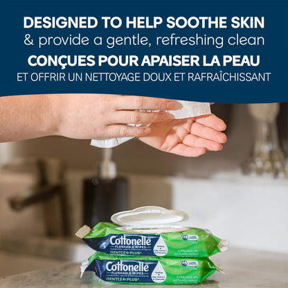Flushable Wet Wipes, Cottonelle GentlePlus, Biodegradable & Septic Safe, 16 Flip-Top Packs of 42 (672 Wipes)