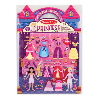 Melissa & Doug Puffy Sticker Play Set – Princess, 67 Reusable Stickers with 2 Fold-Out Scenes, Restickable Fashion Activity Book, Mess Free Travel Toys for Kids Ages 4+ Melissa & Doug