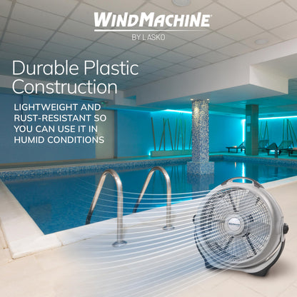Lasko Wind Machine Air Circulator Floor Fan, 3 Speeds, Pivoting Head for Large Spaces, 20", Gray, 3300C