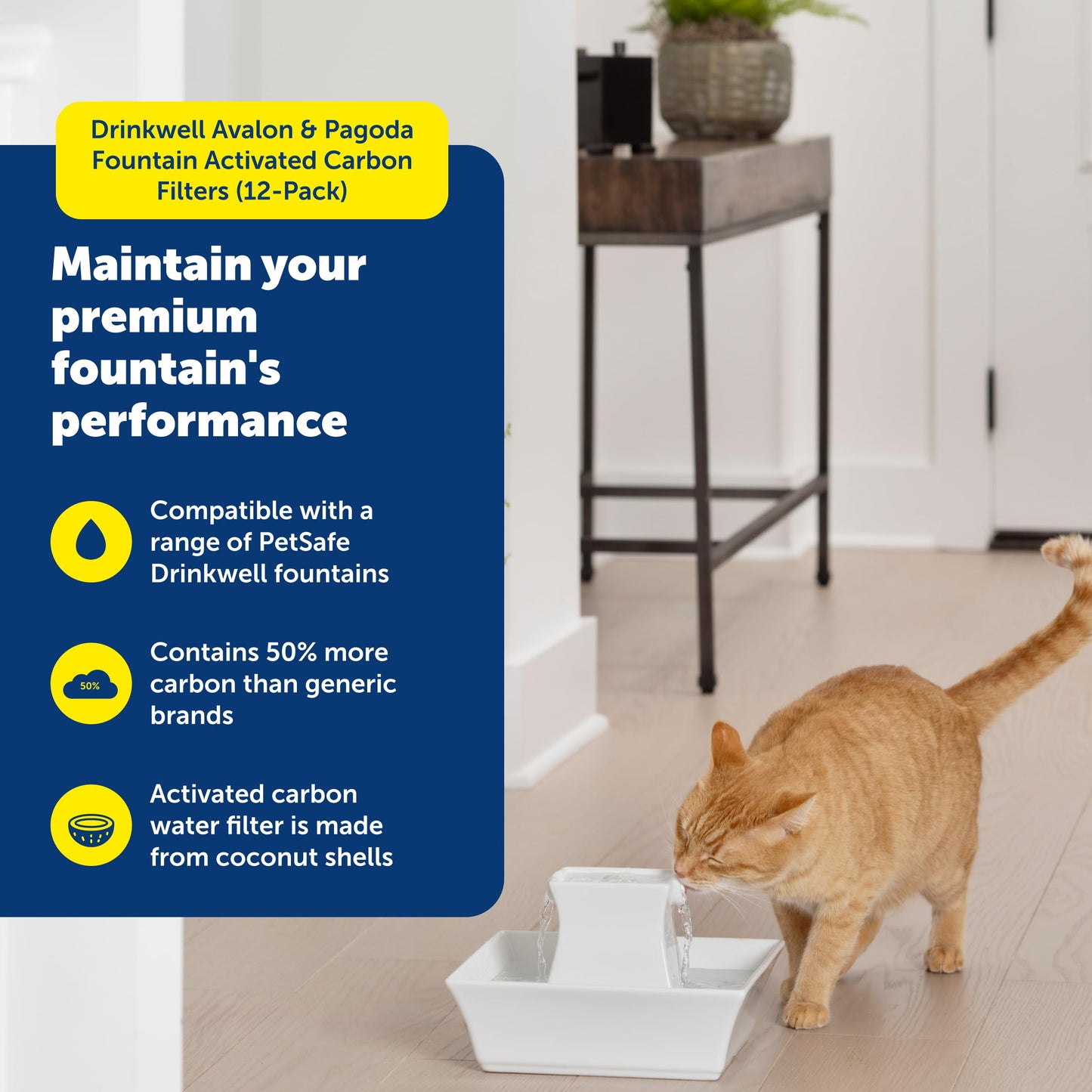 PetSafe Drinkwell Single Cell Carbon Replacement Filter, Dog and Cat Water Fountain Filters, 12 Pack White PetSafe