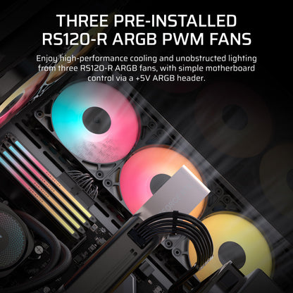 CORSAIR 3500X RS-R ARGB Mid-Tower PC Case – 3X Pre-Installed RS120-R ARGB Fans, GPU Anti-Sag Arm, Fits up to 10x 120mm Fans, Reverse Connection Motherboard Compatible – Black Corsair