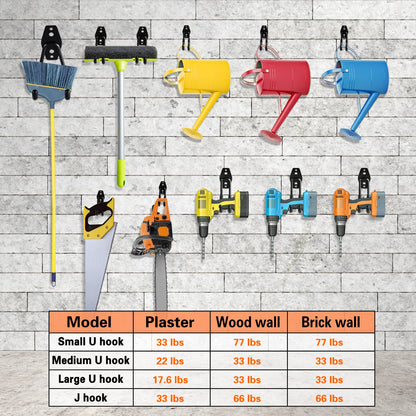 Garage Hooks Heavy Duty Utility Steel with Anti-Slip Coating Wall Mount Storage Organizer for Hanging Power and Garden Tools, Ladders, Hose, Bikes, Ropes, Bulk Items, and More (12 Pack Orange) - Available at All In One Marketplace Canada