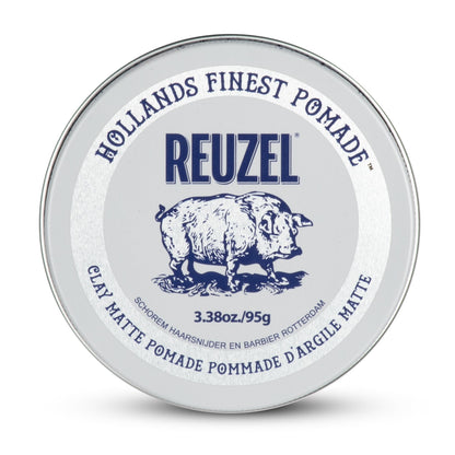 Reuzel Clay Matte Pomade, Medium Hold Matte Finish Hair Styling Clay, Lightweight & Flexible Texturizing Pomade for Volume & Definition With Aloe Vera & Vitamin E, 95g REUZEL