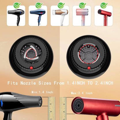 Hair Dryer Diffuser,Universal Diffuser Hair Dryer for 1.4in to 2.4in Blow Dryer,Hair Diffuser for Curly Hair and Natural Wavy Hair (Black) - Available at All In One Marketplace Canada