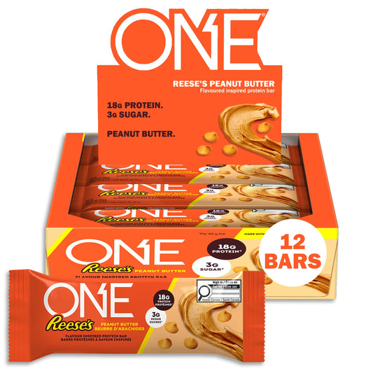 ONE Reese's Peanut Butter Protein Bars - 18g Protein, 3g Sugar, Gluten Free (12 Pack)